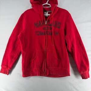 0942 Large Russell University of Maryland Terrapins Red Full-Zip Hoodie
